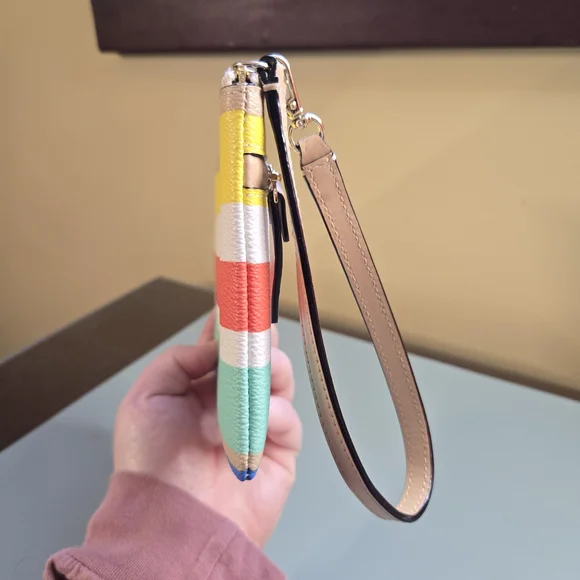 KATE SPADE Grove Street Multicolor Striped Double Zip Wristlet - Picture 4 of 9